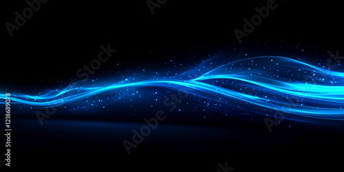 abstract blue wave,Blue light ray motion effect,banner mockup
