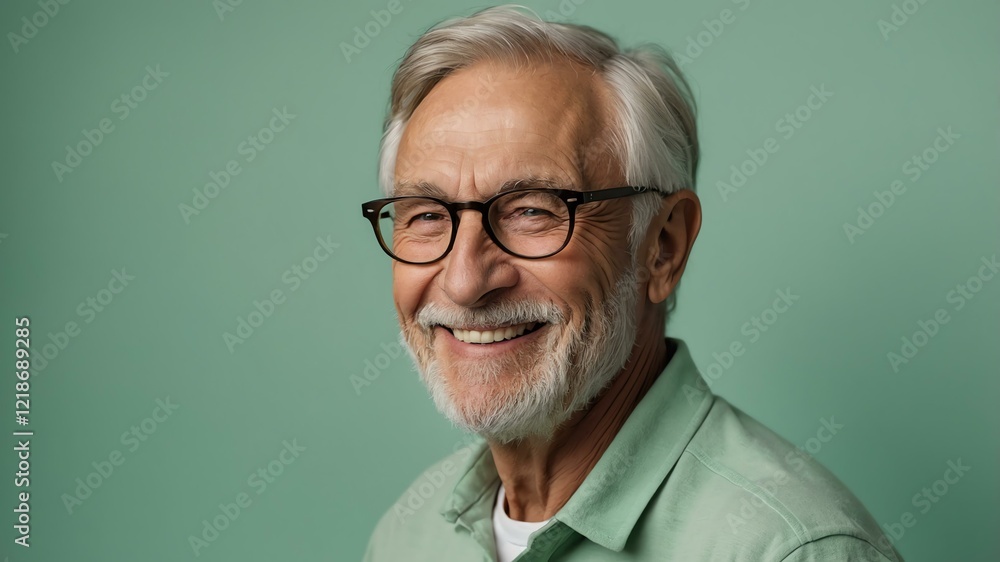 elderly caucasian male in casual wear on pastel color background model portrait smiling for ad concept space for text elderly caucasian male in casual wear on pastel color background model portrait smiling for ad concept space for text