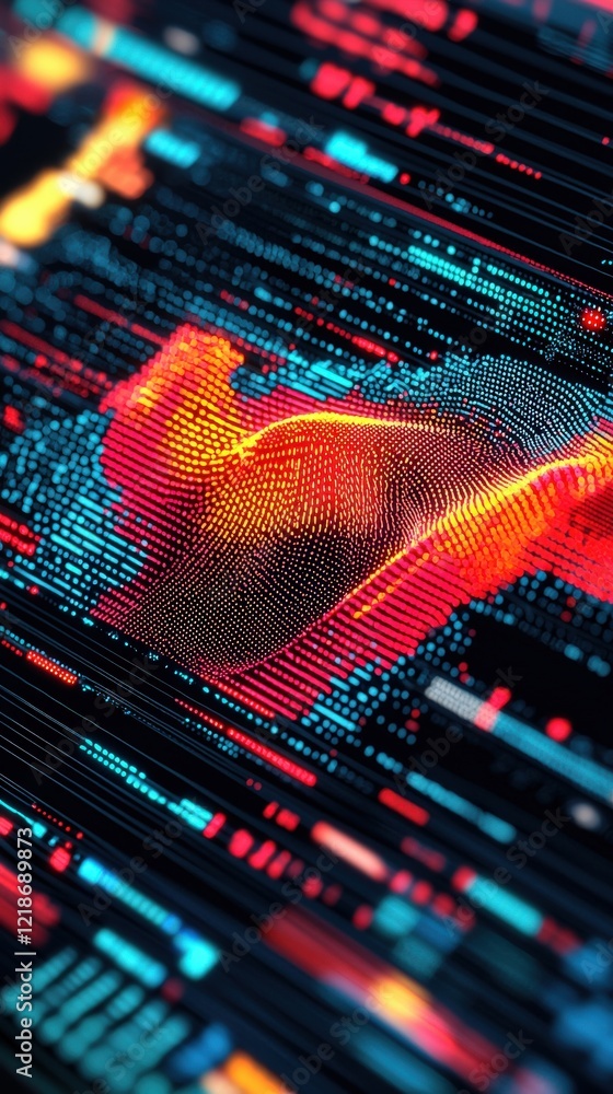 Fototapeta premium Abstract Data Visualization with Bright Colors and Geometric Patterns Representing Information Flow and Technology
