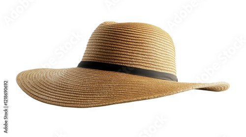 Woman straw hat on transparent background