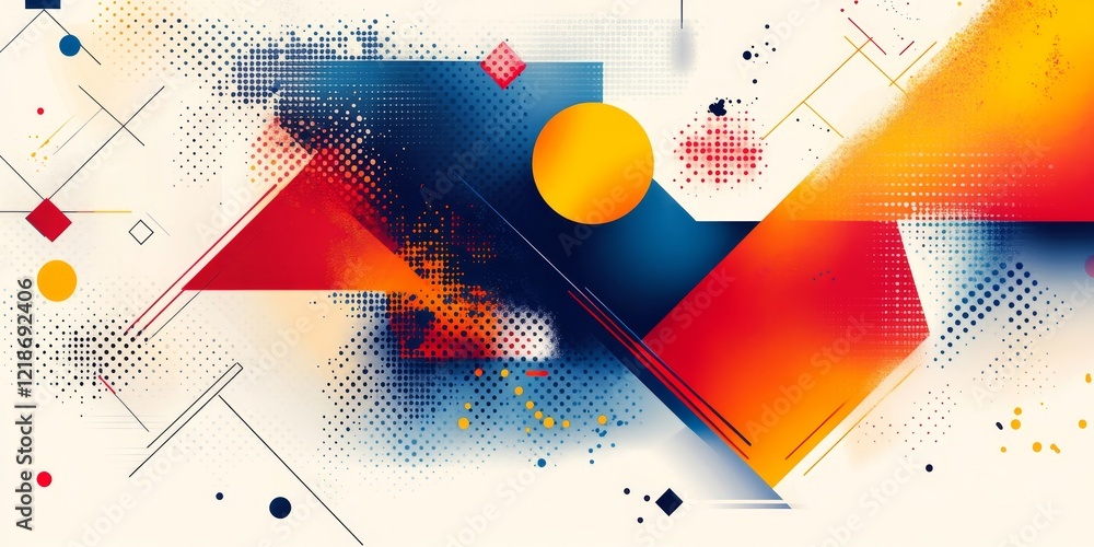 Obraz premium Abstract background design, composition with colorful geometric shapes, Generative AI