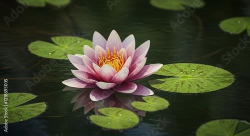 Water Lily Floating on Serene Pond