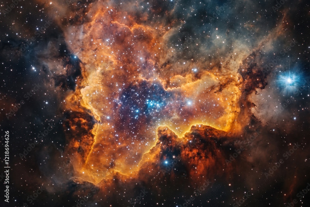 Obraz premium Captivating celestial fireworks lighting up the night sky above a serene landscape, perfect for astronomy enthusiasts and holiday celebrations