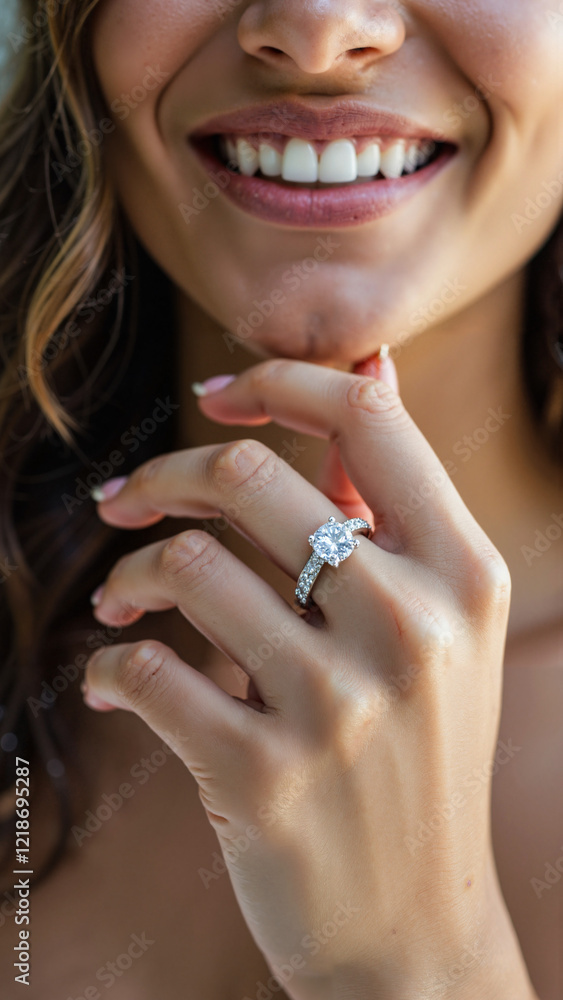 Radiant Bride Showcasing Stunning Engagement Ring in Close-Up, Perfect for Wedding Magazines, Jewelry Ads, and Bridal Blogs Radiant Bride Showcasing Stunning Engagement Ring in Close-Up, Perfect for Wedding Magazines, Jewelry Ads, and Bridal Blogs