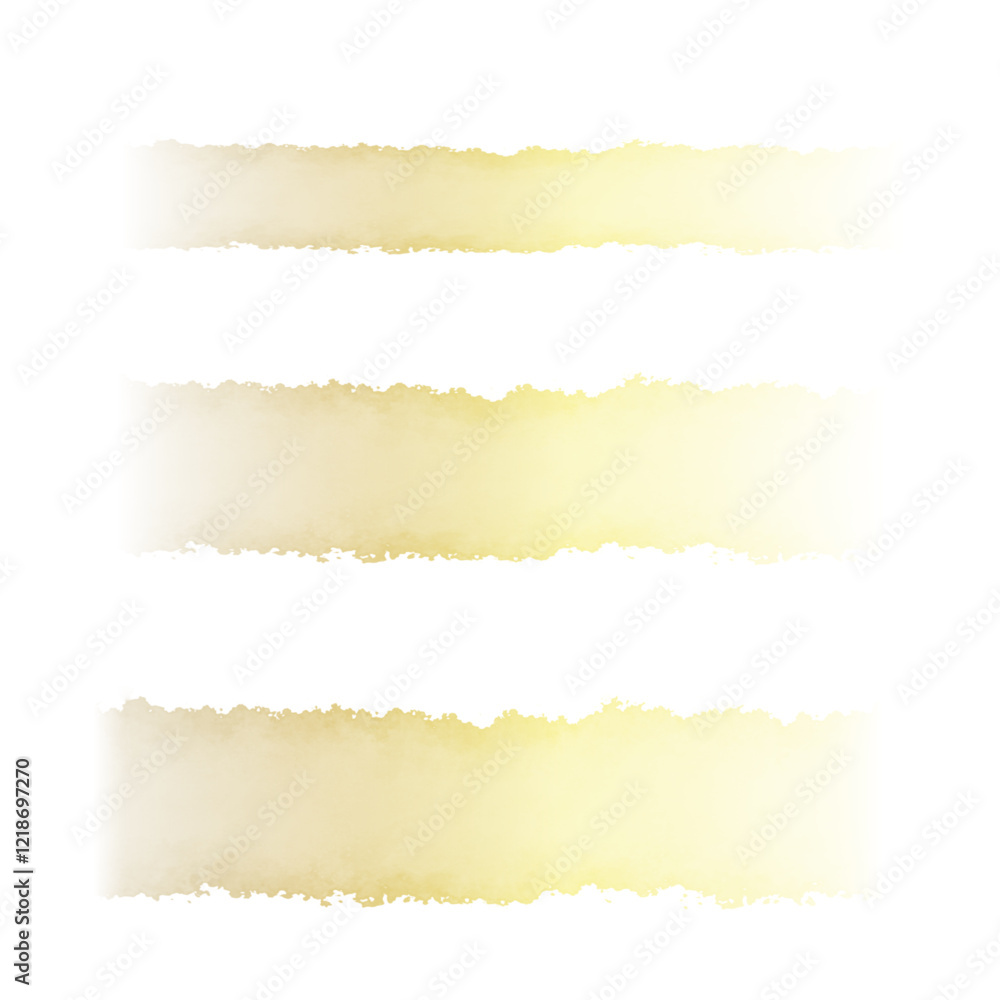 Fototapeta premium Set Gold brush watercolor ink stroke label, Editable isolated background