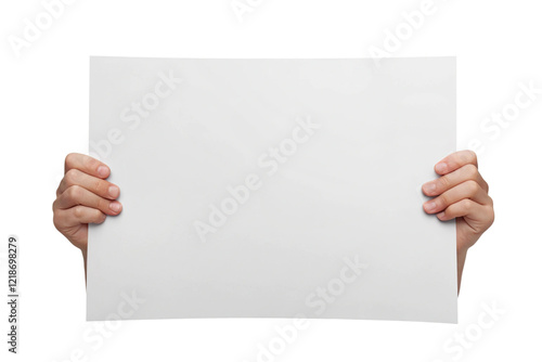 hands holding a blank paper transparent png 