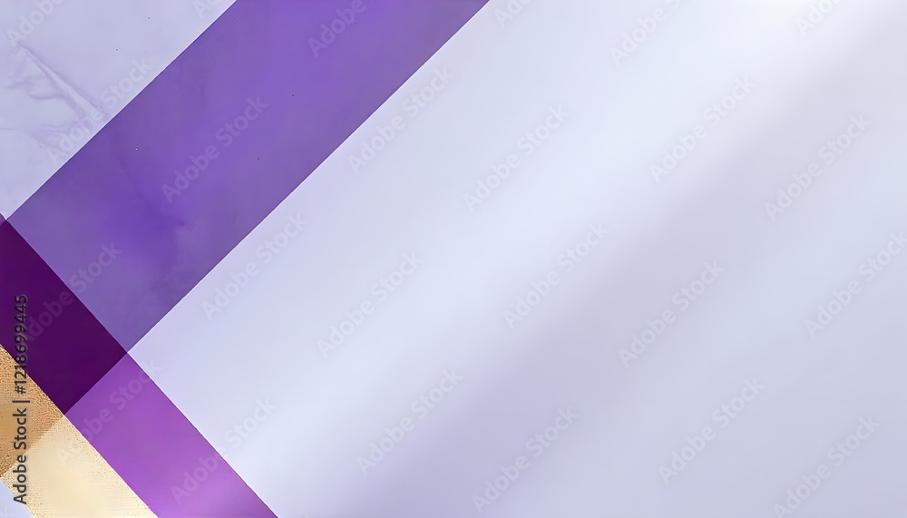 Abstract geometric design with diagonal purple and gold shapes on white background Abstract geometric design with diagonal purple and gold shapes on white background