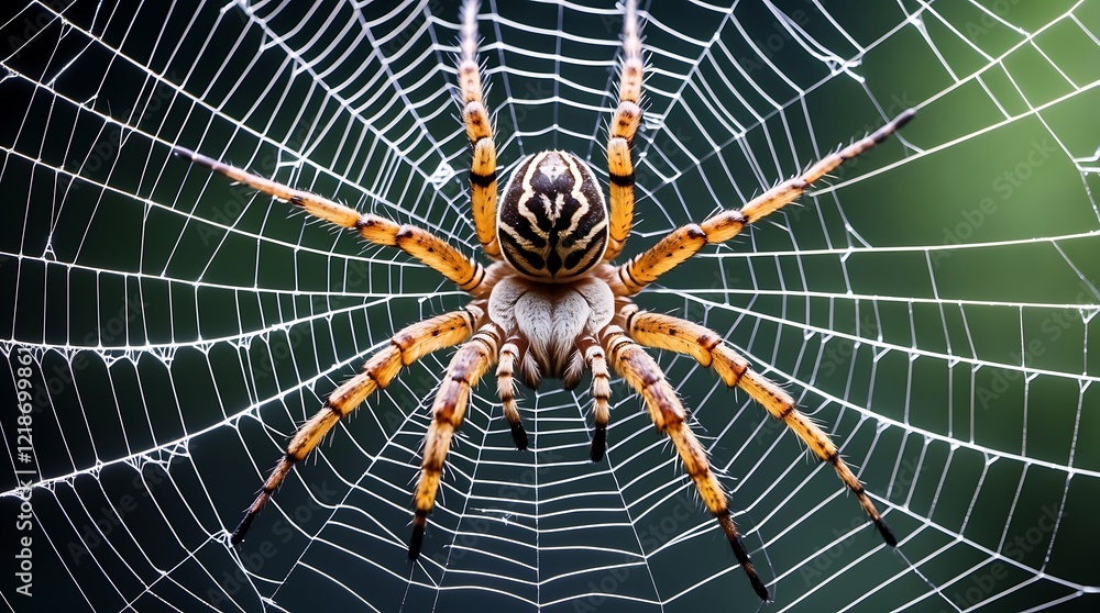 Striped Spider on its Web: A Macro Photography Masterpiece Striped Spider on its Web: A Macro Photography Masterpiece