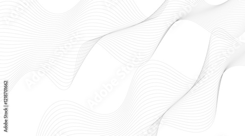 Black Wavy Lines Isolated on White Abstract Background Design, Abstract wave element for design. Digital frequency track equalizer. Stylized line art background.