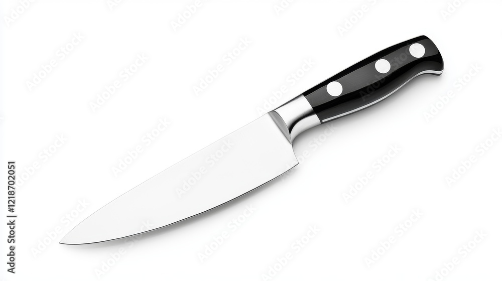 Sharp chef's knife with black handle isolated on white. Sharp chef's knife with black handle isolated on white.