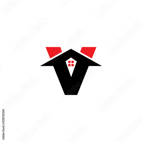 Abstract Letter V With Roof and Windows Free Download Abstract Letter V With Roof and Windows - GFXLoad