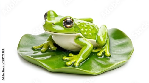 Wallpaper Mural Closeup of a Vibrant Green Frog Resting on a Lush Leaf Torontodigital.ca