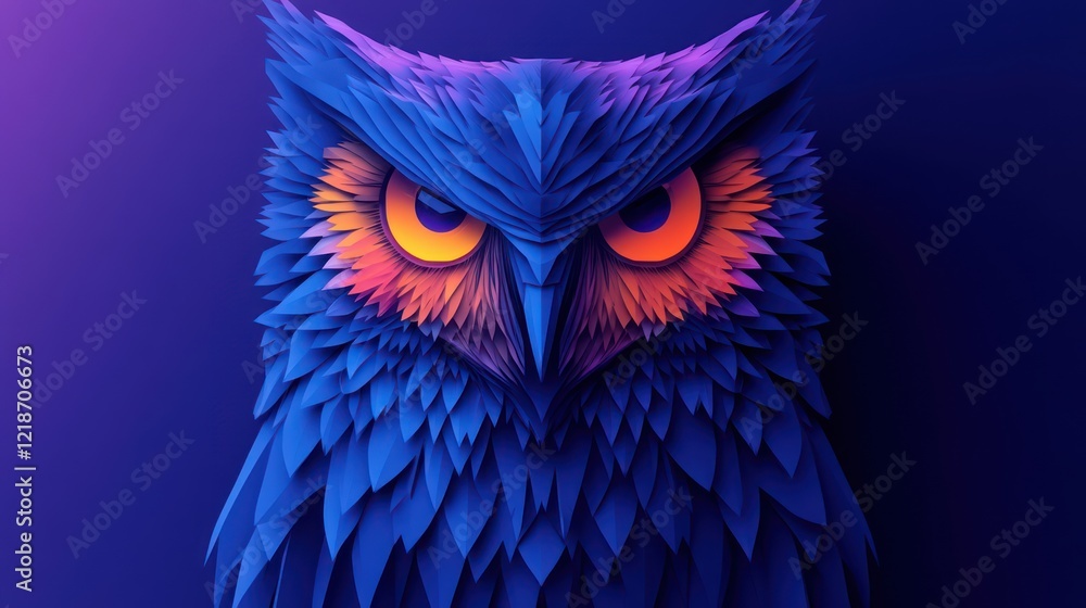 Fototapeta premium abstract geometric owl mascot designed with clean lines and modern, faceted shapes