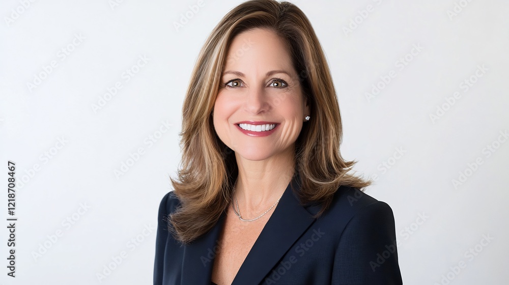 Professional portrait of a smiling businesswoman in a suit against a plain background Professional portrait of a smiling businesswoman in a suit against a plain background
