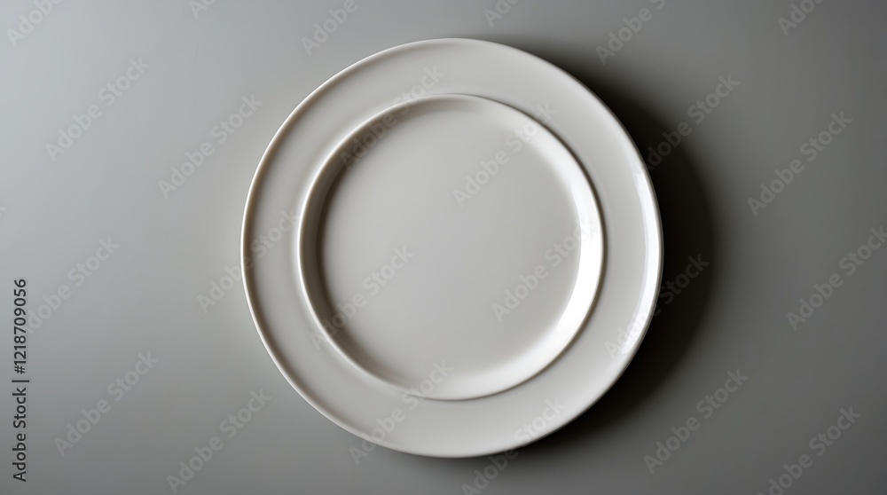 Elegant White Dinner Plate on a Gray Surface Elegant White Dinner Plate on a Gray Surface