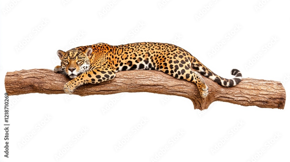 Obraz premium Majestic Jaguar Resting on a Tree Branch