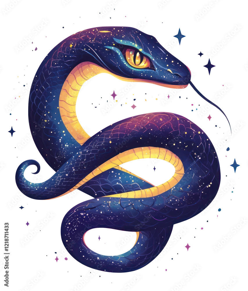 Obraz premium PNG Mystical celestial sneck mystical snake stars.