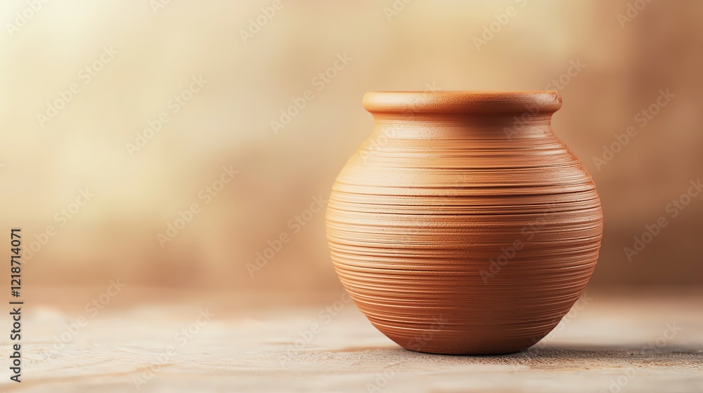 A handcrafted clay pot showcasing unique texture and warm earth tones. A handcrafted clay pot showcasing unique texture and warm earth tones.