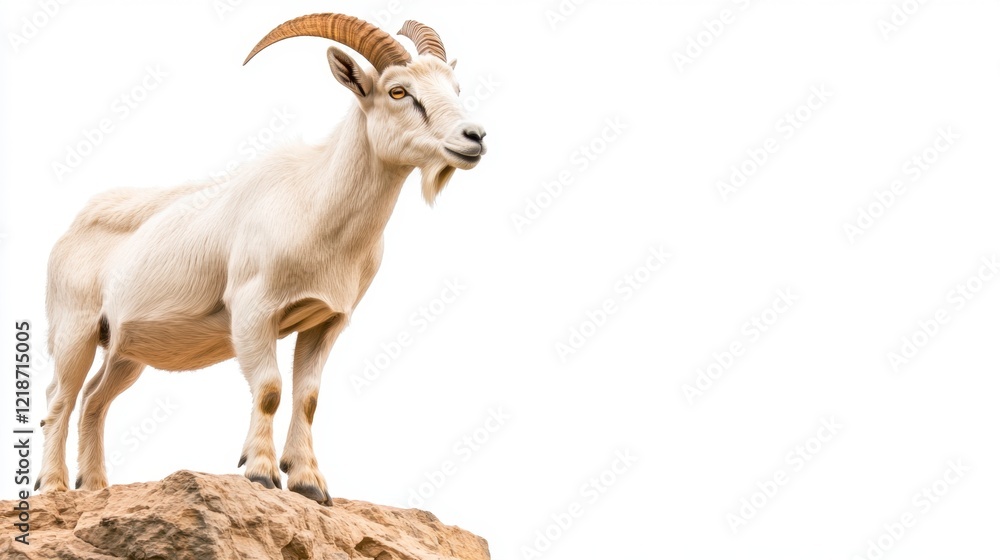 Obraz premium Majestic White Mountain Goat on Rocky Outcrop