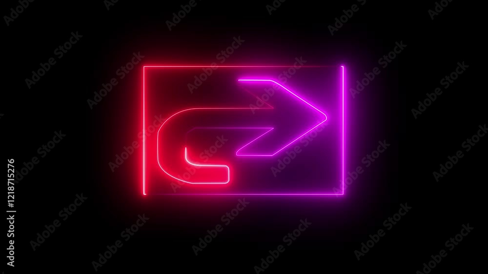 glowing neon line parking icon red and pink color arrow icon animation on dark background. 4k video glowing neon line parking icon red and pink color arrow icon animation on dark background. 4k video