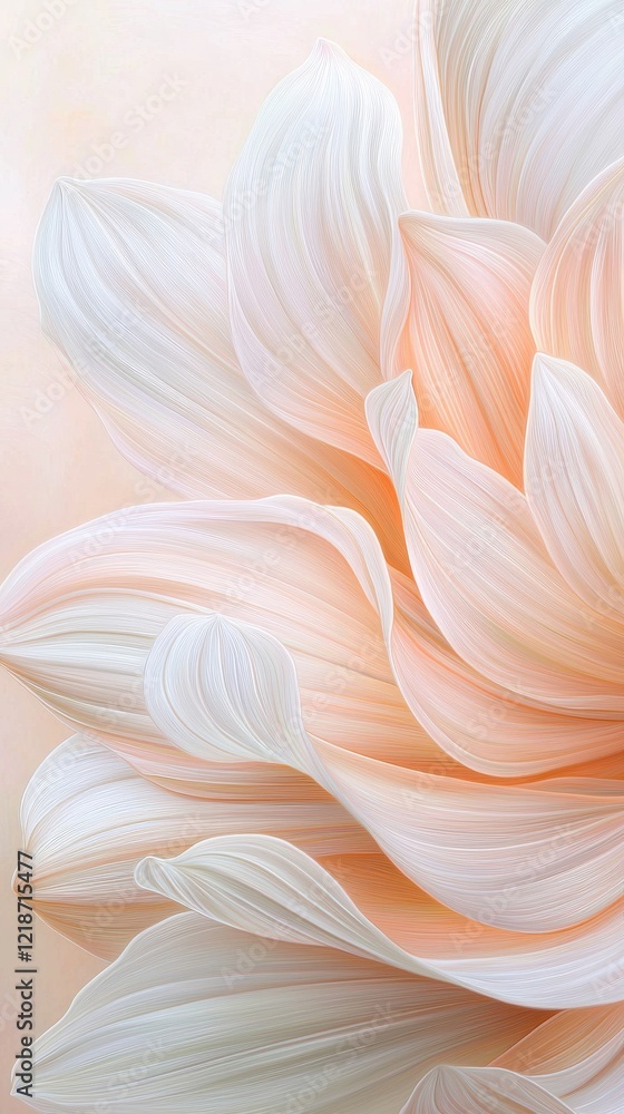 Macro shot of silky white lily petals in soft light nature serene environment close-up view Macro shot of silky white lily petals in soft light nature serene environment close-up view