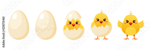 Collection of cute yellow chicken