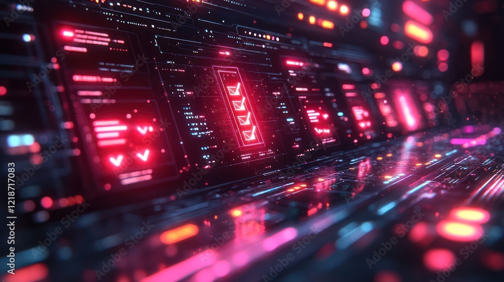 Fototapeta premium Cyberpunk Interface: Futuristic Digital Dashboard Display