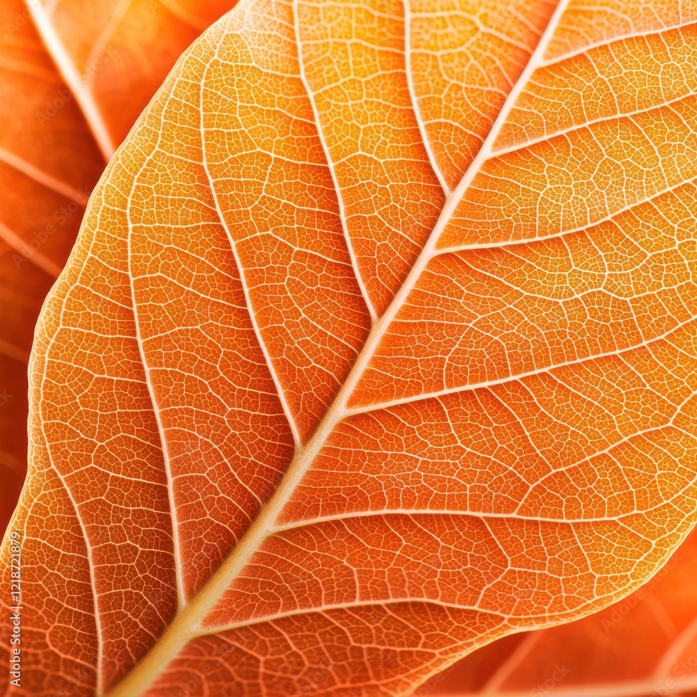 Obraz premium Macro texture of autumn maple leaf veins in warm rustic tones nature close-up perspective