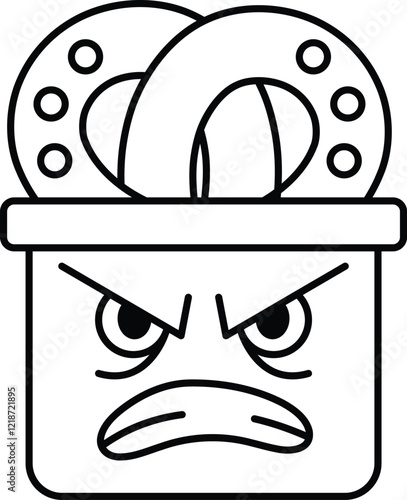A cartoon character with a face and a frowning expression