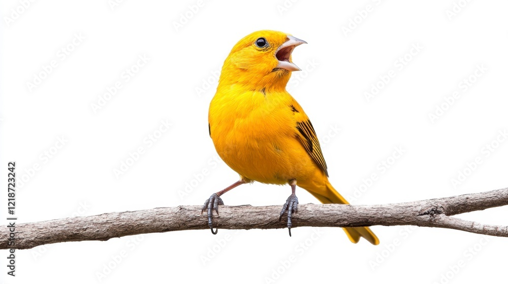 Vibrant Yellow Bird Perched on a Branch