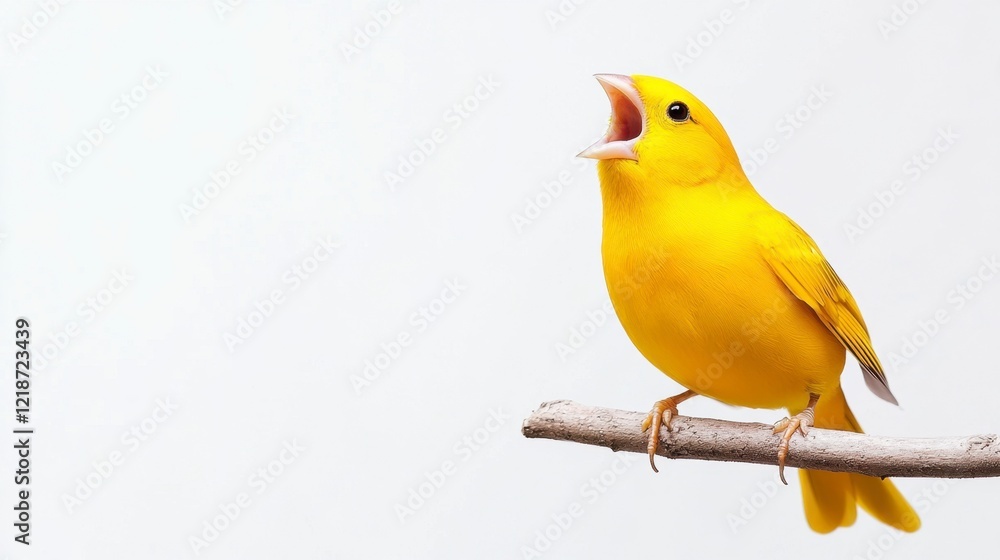 Vibrant Yellow Bird Singing on a Branch Vibrant Yellow Bird Singing on a Branch