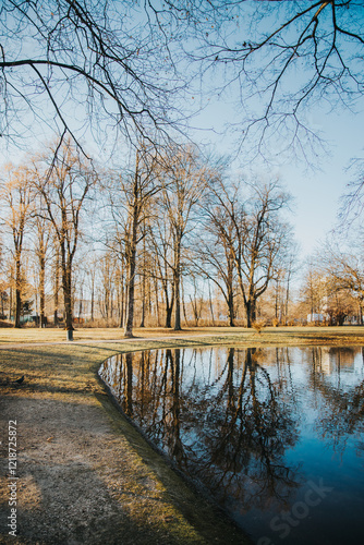 small lake in park