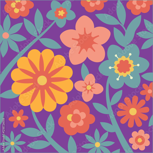 Wallpaper Mural Seamless pattern, Vintage retro flowers pattern, Vector illustration,style for fabric, banners, wallpaper, posters, websites, online shopping. Torontodigital.ca