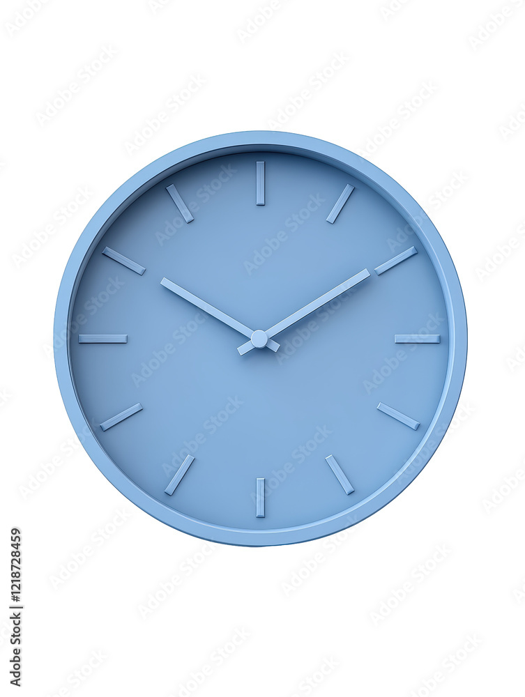 Isolated Blue Wall Clock with Minimalist Design Isolated Blue Wall Clock with Minimalist Design