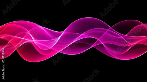 Abstract Pink Waves Flowing Dark Background