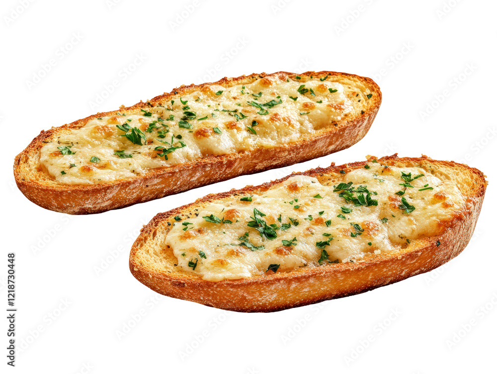 Isolated Two Garlic Bread Slices with Herbs Isolated Two Garlic Bread Slices with Herbs