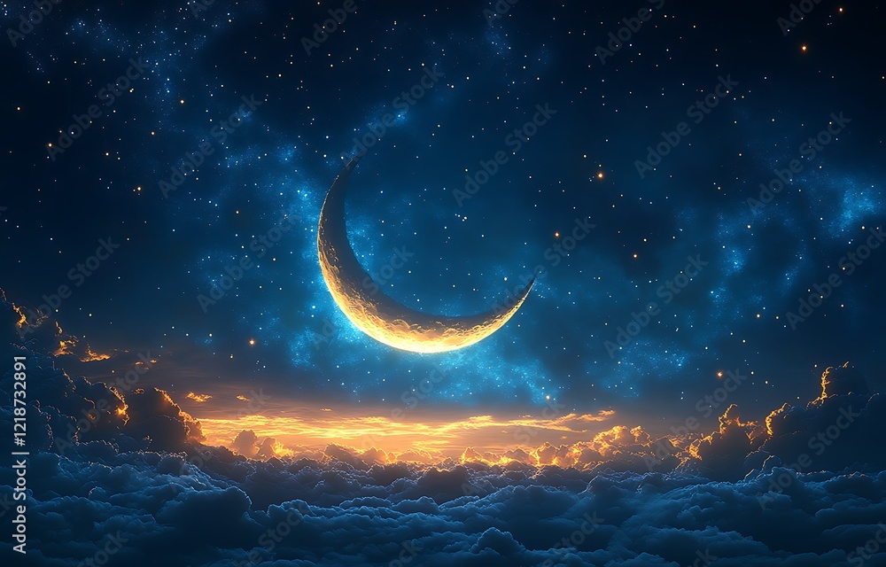 Crescent moon illuminates clouds against starry sky
Crescent moon illuminates clouds against starry sky