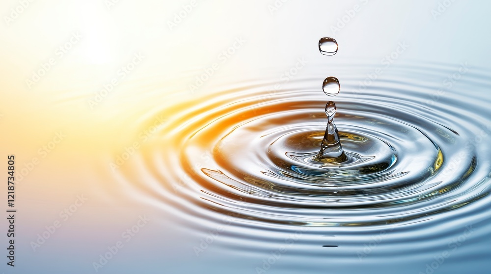 Water Droplet Impacting Still Surface Creating Concentric Ripples Water Droplet Impacting Still Surface Creating Concentric Ripples