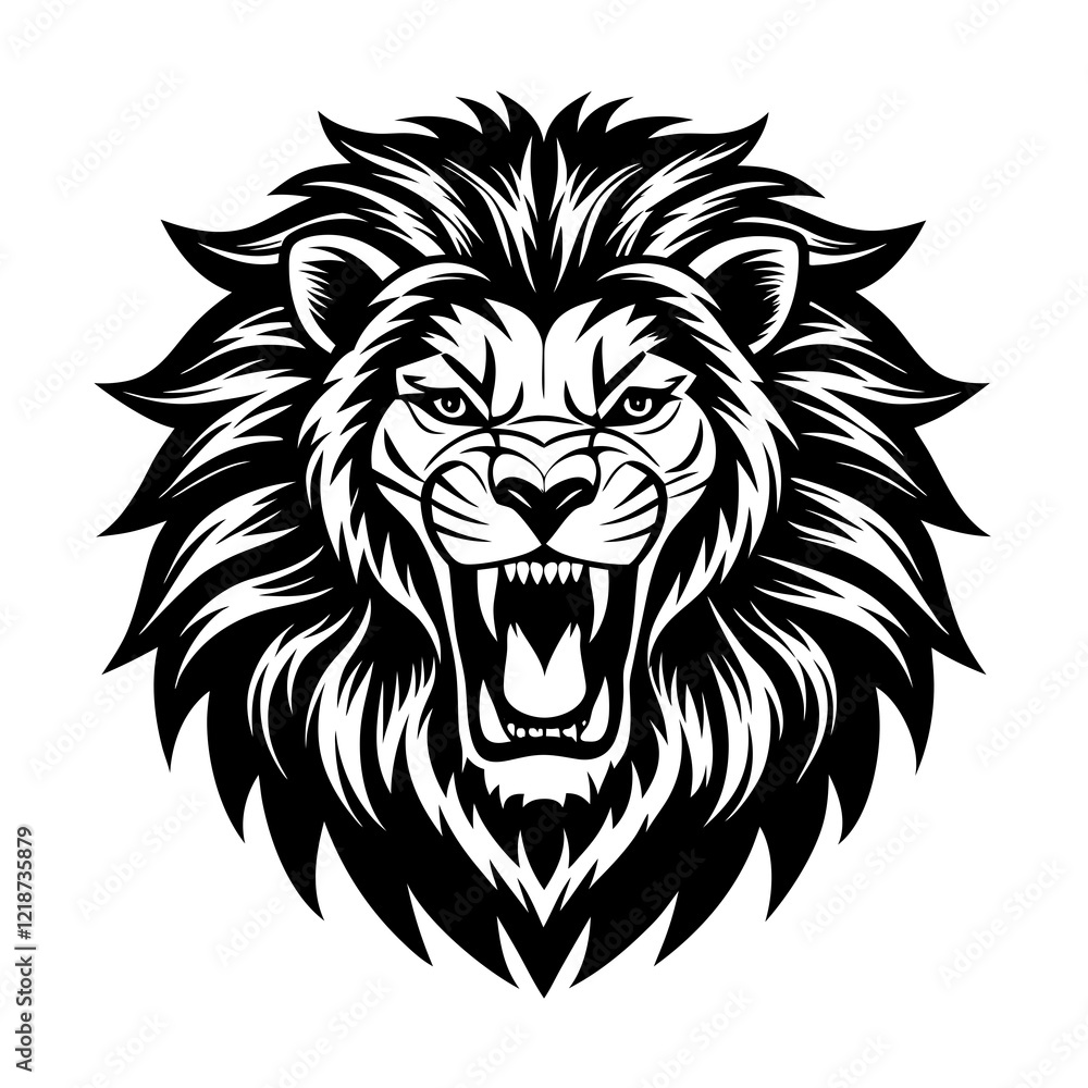 Fototapeta premium angry vector lion head silhouette illustration