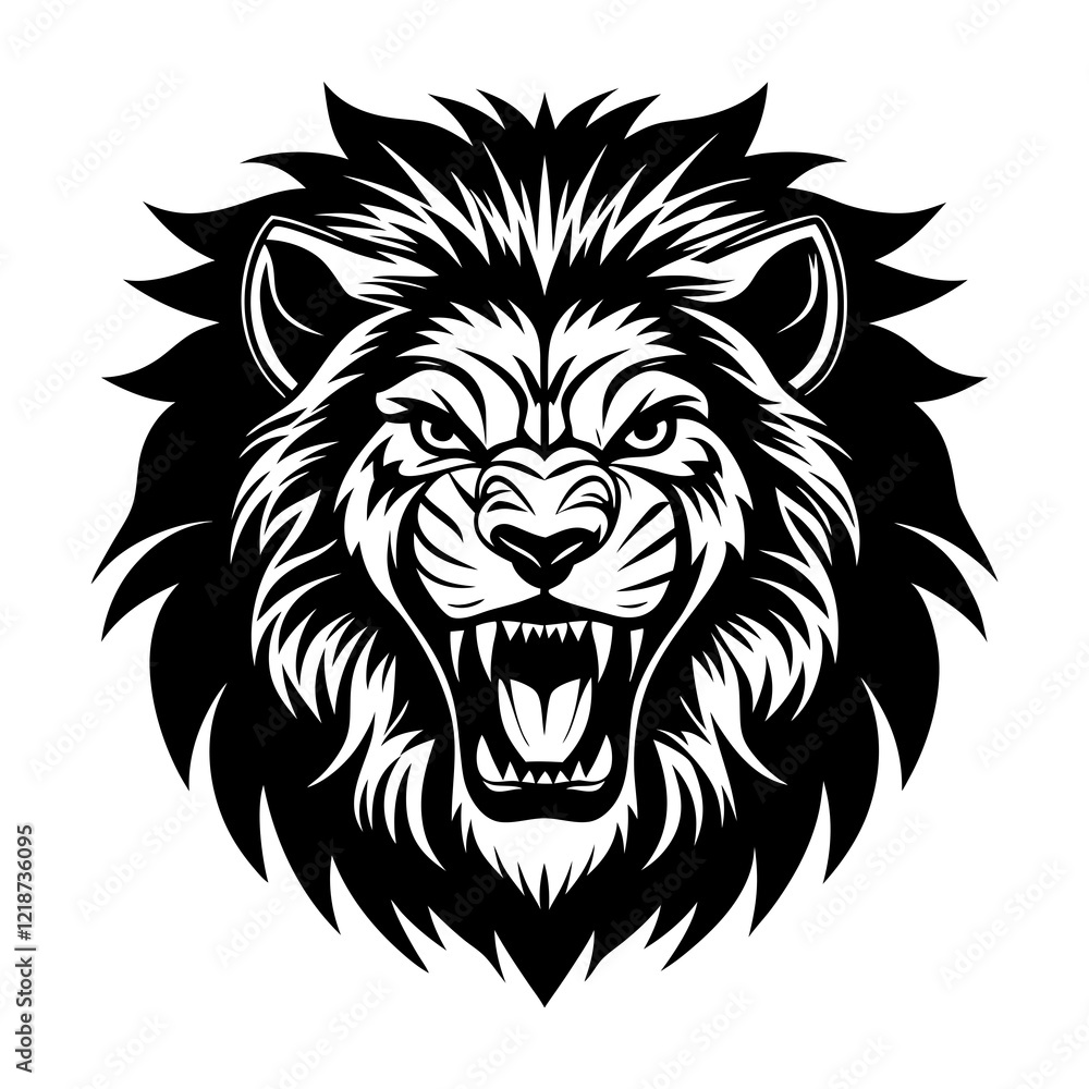 angry vector lion head silhouette illustration angry vector lion head silhouette illustration