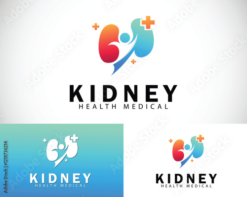 Kidney logo idea concept health people plus icon medical clinic