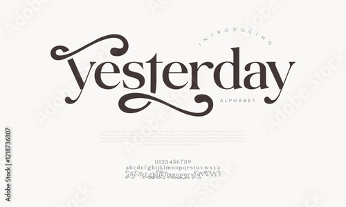 Yesterday typography beauty fashion elegant minimalist serif italic fonts decorative wedding vintage retro logos. Minimal luxury font alphabet logo. Vector illustration