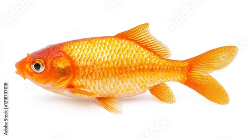 Vibrant Orange Goldfish On White Background photo