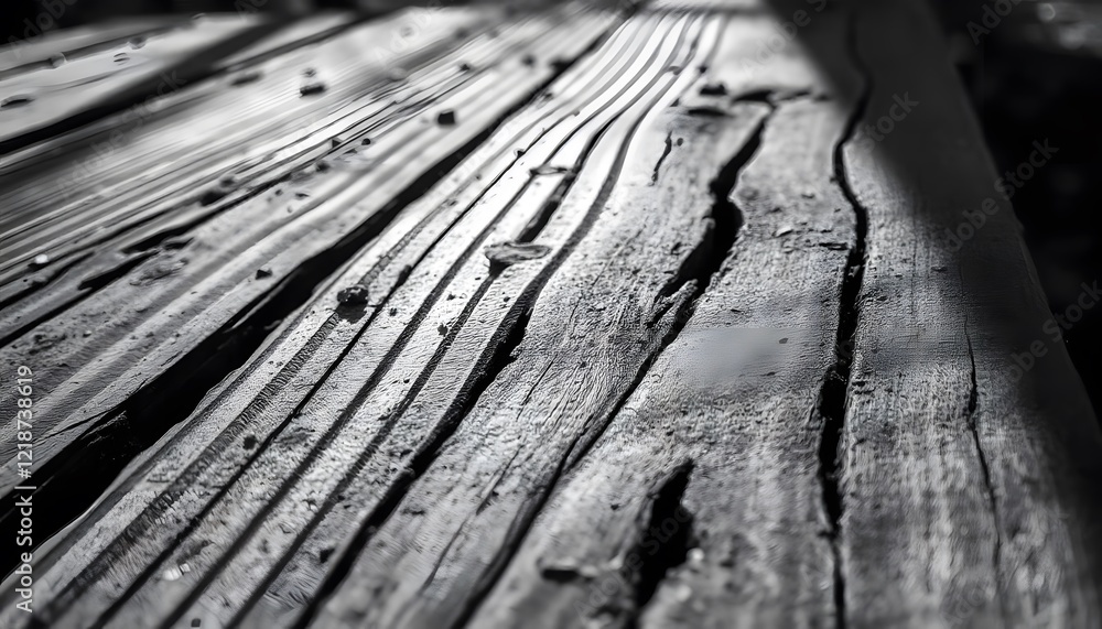 Fototapeta premium Close-up shot of an old wood floor with dark and light tones creating a textured effect