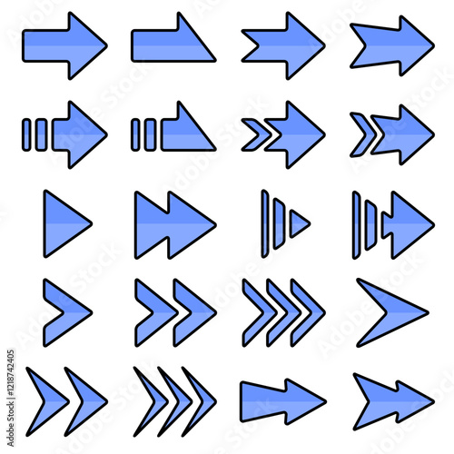 다양한 화살표 아웃라인 아이콘 세트