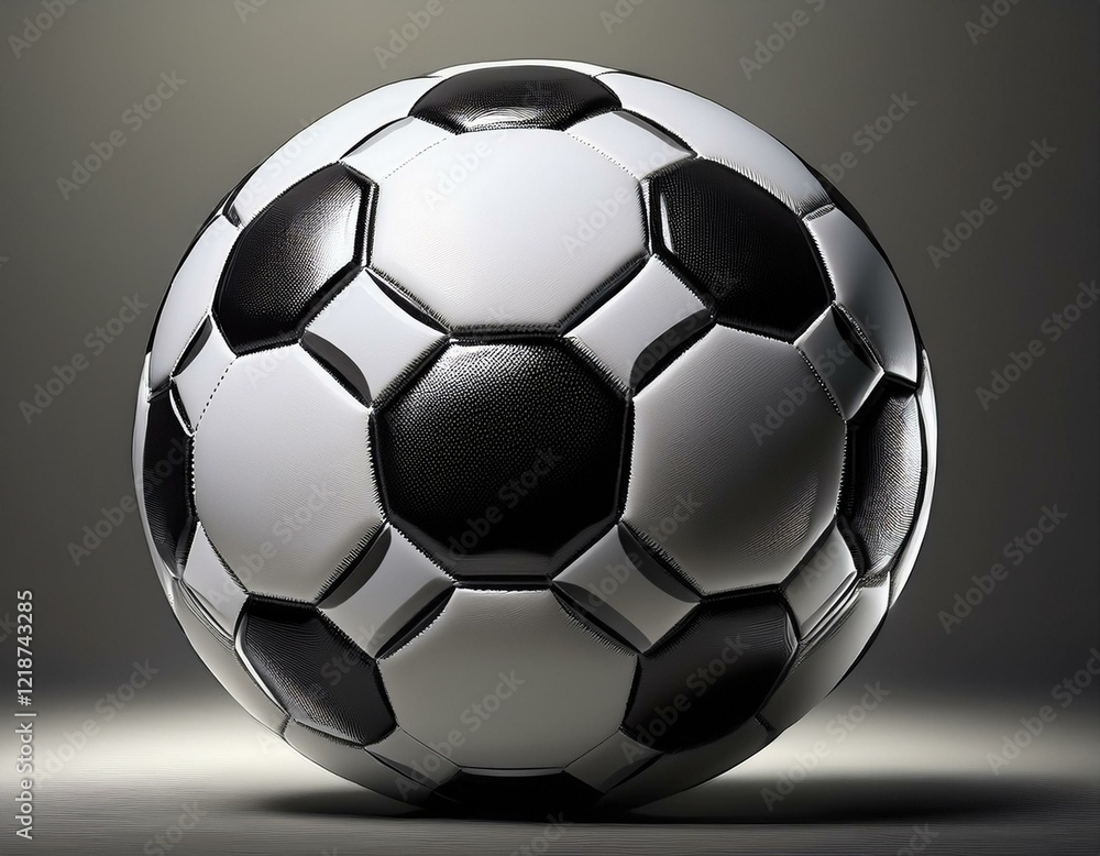 Obraz premium classic black and white soccer ball on a neutral background