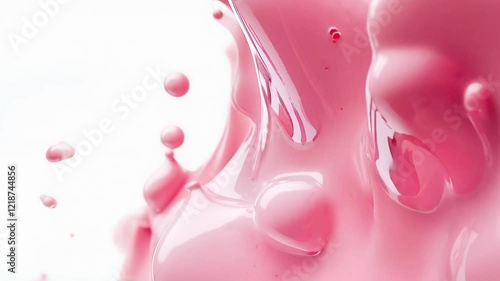 Dynamic Pink Liquid Splash with Playful Droplets and Texture