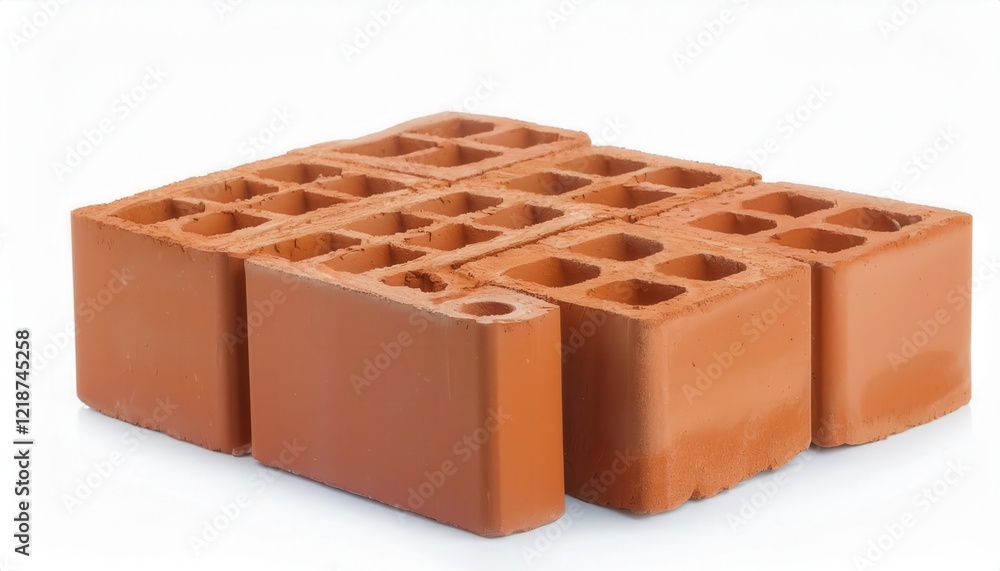 Stack of terracotta bricks for construction, showcasing their texture and design. Stack of terracotta bricks for construction, showcasing their texture and design.