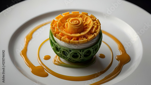 Edible 3D-printed food displayed as culinary art

 photo