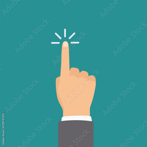 hand pointing touching screen gesture on background